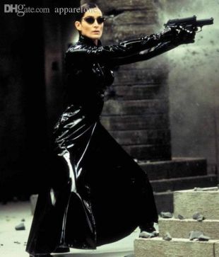 2018 Wholesale The Matrix Trinity Costume Sexy Catsuit Black Long Shiny ...