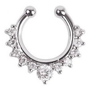 BODYA Faux Nez Anneau Bijoux CZ Cristal Septum Piercing clicker Faux Clip Non percé Body Hoop Anneau pour Femmes Or