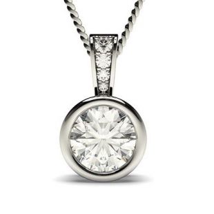 Pendentif solitaire diamant rond serti clos   Diamonds Factory