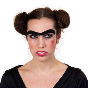 NET TOYS Mono-sourcil Faux Poils collés Noir Faux-sourcil Rigolo Mono-sourcil farces et attrapes Halloween