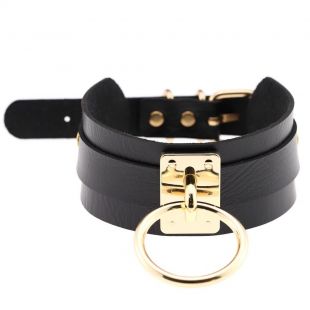 New Fashion Punk Gothic Wide PU Leather O Ring Collar Choker Necklace Women  | eBay