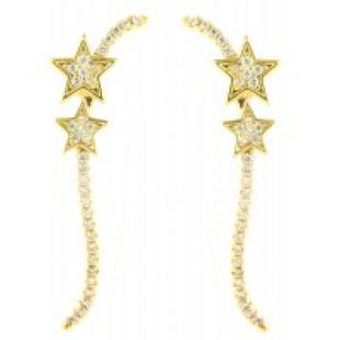 Boucles d'oreilles étoiles filantes plaqué or et oxydes de zirconium blanc