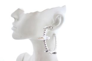 Emmanuele    Earrings    SILVER CRYSTAL VAMP HOOP