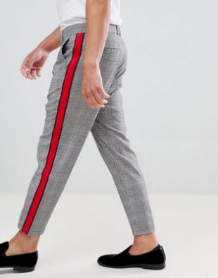 Bershka Cropped Trousers In Black Pinstripe Stripe, $23 | Asos | Lookastic