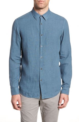 Theory Irving Trim Fit Solid Linen Sport Shirt | Nordstrom