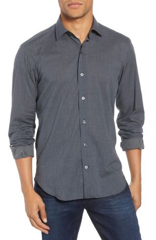 Culturata Trim Fit Hatch Print Sport Shirt | Nordstrom