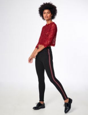 Jegging avec bandes noir femme • Jennyfer