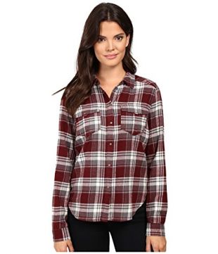 Paige - PAIGE Women's Mya Plaid Shirt, Deep Syrah/Grey/White, Small