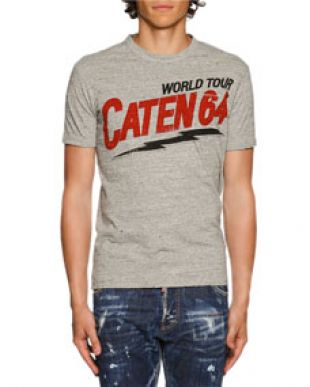 Dsquared2 World Tour Caten 64 Graphic T Shirt, Gray