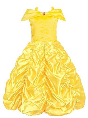 Robe Princesse Belle La Belle Et La Bête - Déguisement Fille 3-13 Ans - Épaule Dénudée, Jupe En Tulle - Pour Halloween, Noël, Anniversaire