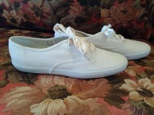 KEDS blanches toile baskets   Dead Stock Vintage   jamais porté Lace up Tie Oxford   dames taille 6