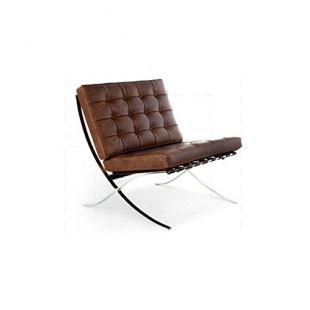 Fauteuil Barcelona cuir marron vintage
