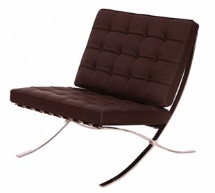 eMod - Mies Barcelona Chair Reproduction Replica Style Italian Leather Brown