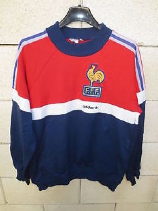 VINTAGE Sweat ADIDAS EQUIPE de FRANCE Mundial 82 PLATINI shirt ancien football S | eBay