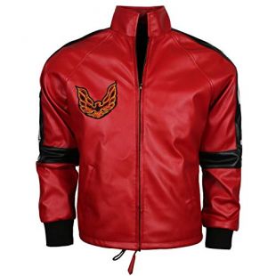 Streamline choice Mens Smokey and The Bandit Burt Reynolds Red Bomber Synthetic Leather Jacket - Red - Small