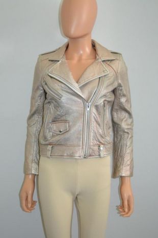 NWT IRO Gold Metallic 'Ebya' Leather Moto Jacket, Size 36, Ret. $1477.00  | eBay