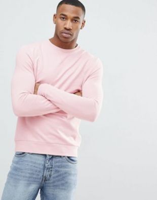 ASOS - Sweat shirt moulant  - Rose clair