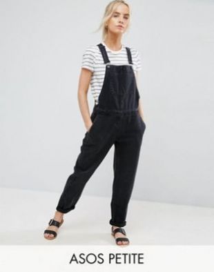 Salopette En Jean Noir Délavé Pour Femme - Taille 8 - Longueur Jambe 26" - Marque 4 Fashions - Occasion Très Bon état