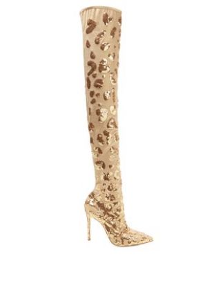 Sequin embellished 105 over the knee boots | Gianvito Rossi