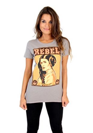 Star Wars Rebel Princess Leia Steel Grey Juniors T-shirt