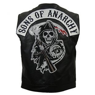 realskin - Mens Son of Anarchy Biker Club Real Leather Vest (XXXL ...