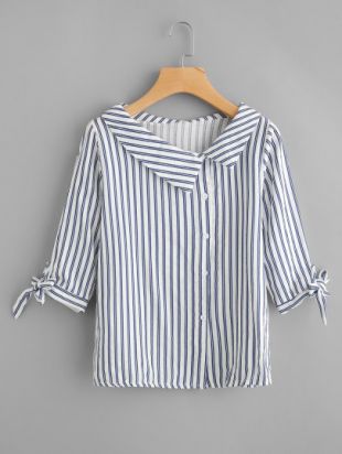 Blouse à rayures avec lacets