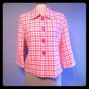 Pink and Orange Houndstooth Jacket by  Lilly Pulitzer