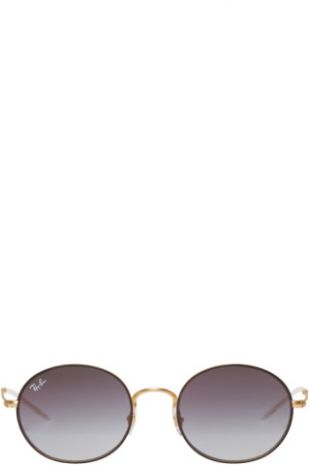 Ray-Ban  - Lunettes de soleil rondes en métal dorées et grises
