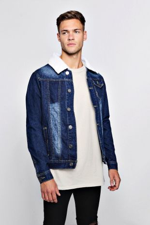 Boohoo - Borg Collar Jacket In Denim boohooMAN