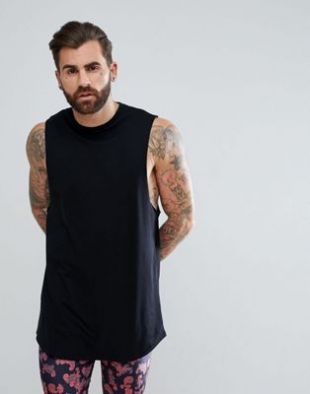 ASOS DESIGN super longline tank with curve hem in black at asos.com