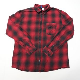 H&M - Divided H&M Mens XL Red/Black Plaid Check Long Sleeve Button Down ...