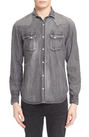 The Kooples Trim Fit Denim Western Shirt | Nordstrom