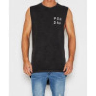 The Future Scoop Back Muscle Tee Acid Black