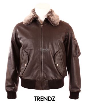U.S Air Force Brown Fur Collar Aviator Bomber Pilot Real Cowhide Leather Jacket | eBay