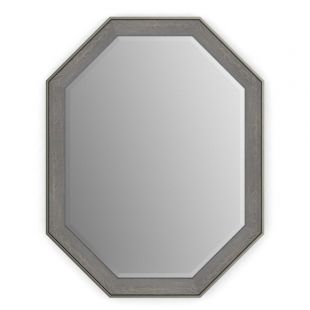 26 in. x 34 in. (M2) Octagonal Framed Mirror with Deluxe Glass and Flush Mount Hardware in Weathered Wood