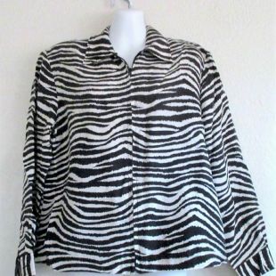 Bozaglo Zebra Print Silk Zip front Jacket