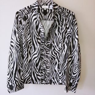 Chico's Zebra Print Zip Front Jacket