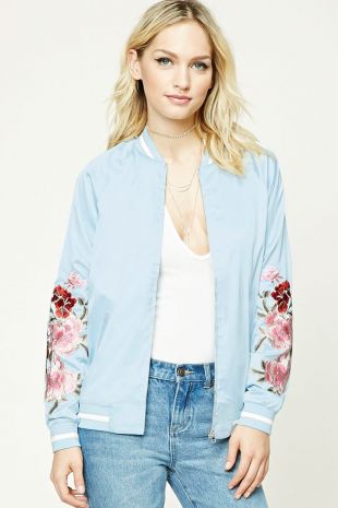 Lara Jean Blue Bomber Jacket on Sale 