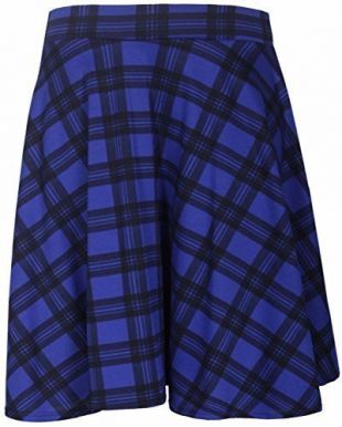 Purple Hanger - Jupe évasée style patineuse pour femmes carreaux écossais tartan taille élastique - 54-56, Bleu roi
