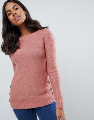 Brave Soul Medlock Pull en mohair avec pattes de boutonnage sur le côté