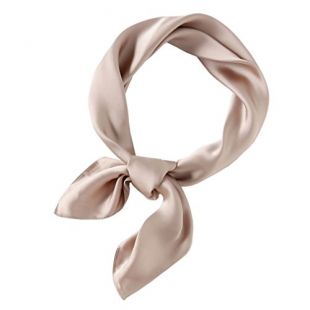 YiyiLai Foulard Eté Femme Imitation de Soie Echarpe Bandeau Cheveux Carré Mode Couleur Uni Kaki