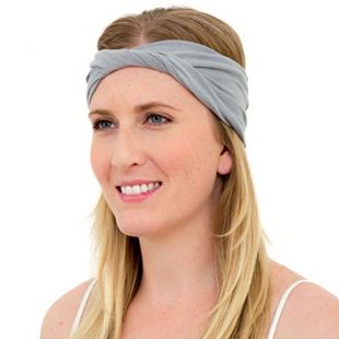 KOOSHOO Light Grey Organic Headwrap Women's Headband Made from Soft, Breathable and Sweat-Wicking Organic Cotton | Perfect Twist Headband for Workout, Running, Yoga and Fashion