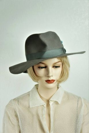 VNG pour hommes ou femmes Fedora Hat / milieu laine gris de siècle femmes chapeau Fedora en feutre / superbe Fedora femmes Extra large Wide Brim