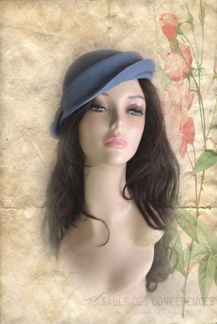 chapeau gris Vintage chapeau chapeau rétro vintage style chapeau chapeau feutre chapeau chapeau l’église des années 1940 chapeau des années 1930 chapeau des années 1920 gris bleu bonnet de laine