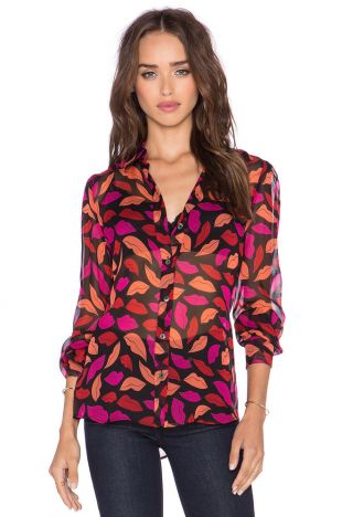 NWT Diane von Fursterberg DVF Midnight Kiss Mariah Blouse size US 0 | eBay