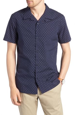 1901 - 1901 Trim Fit Sand Dollar Print Camp Shirt | Nordstrom