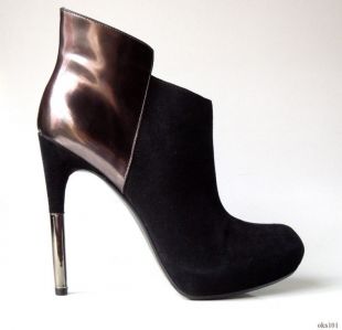 SIGERSON MORRISON 'Baladi' black suede silver heel boots