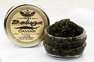 Beluga Sturgeon Hybrid Caviar, Rated Top Black Caviar in the World, Exclusively from OLMA - 1 Ounce - Overnight Delivery