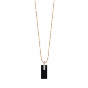 COLLIER - Mini onyx and diamond art deco necklace - GINETTE NY
