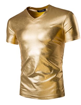 [€11.23] Men's Sports Exaggerated Cotton Slim T shirt   Solid Colored / Short Sleeve